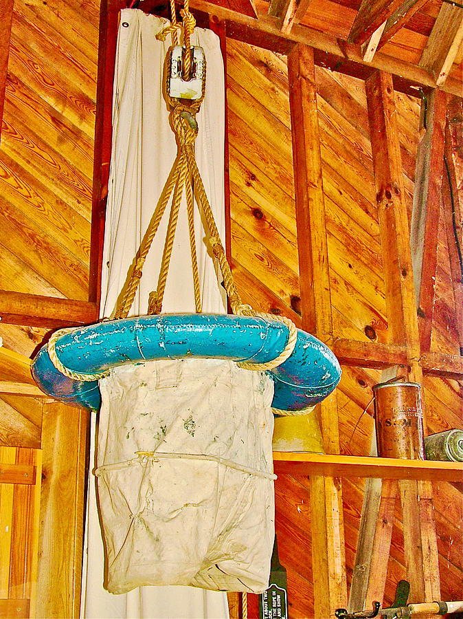 Breeches Buoy in Sleeping Bear Point Boathouse in Sleeping Bear Dunes National Lakeshore-Michigan #1 Photograph by Ruth Hager