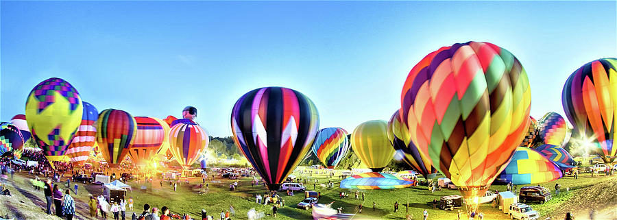 Bright Hot Air Balloons Glowing at Night #1 Photograph by Alex Grichenko
