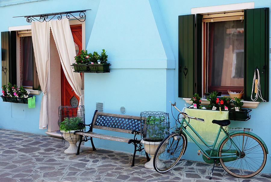 Brightly Colored House And Beautiful Scene On The Island Of Burano, Italy #1 Photograph by Rick Rosenshein