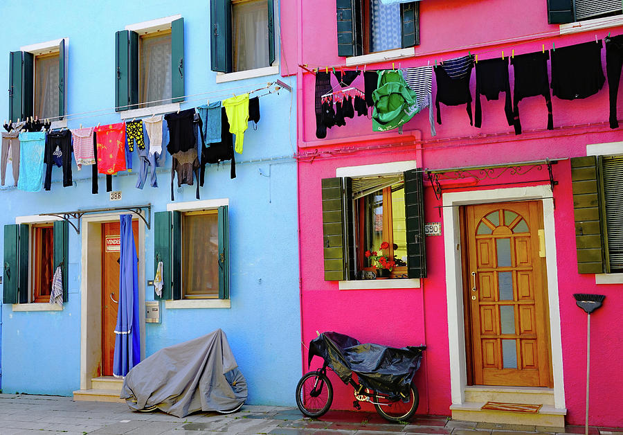 Brightly Colored Houses On The Island Of Burano, Italy #1 Photograph by Rick Rosenshein
