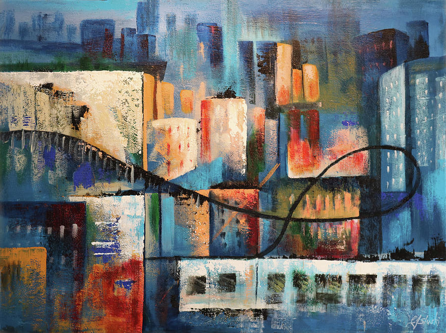 Downtown L Painting by Carole Sluski