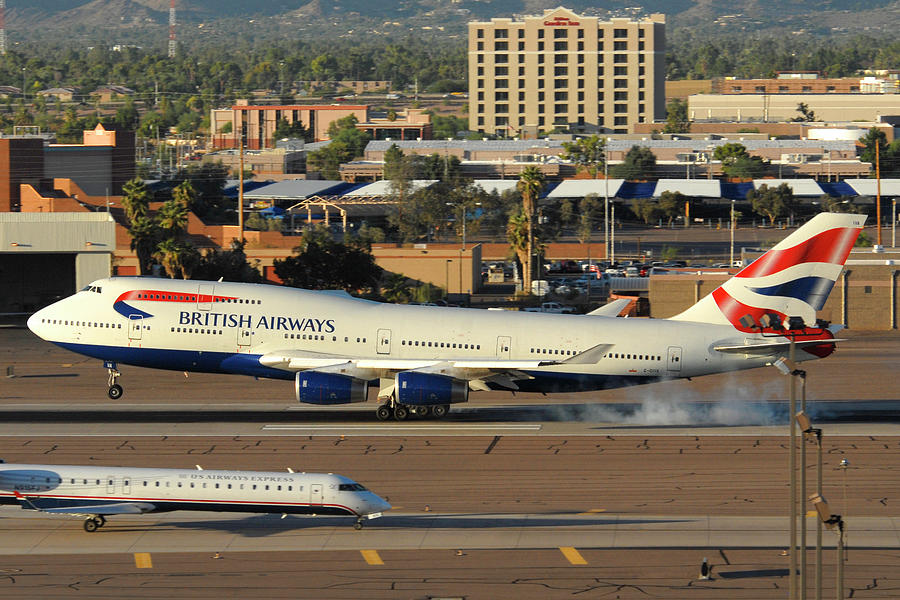 British Airways Boeing 747-436 G-CIVA Phoenix Sky Harbor October 26 2010 #1 Photograph by Brian Lockett