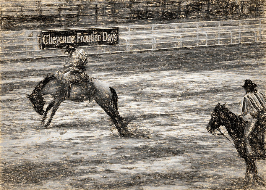 Horse Photograph - Bronc Rider #1 by John Freidenberg