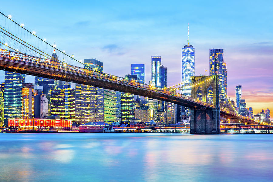 Brooklyn Bridge and the Lower Manhattan skyline #1 Photograph by Mihai Andritoiu