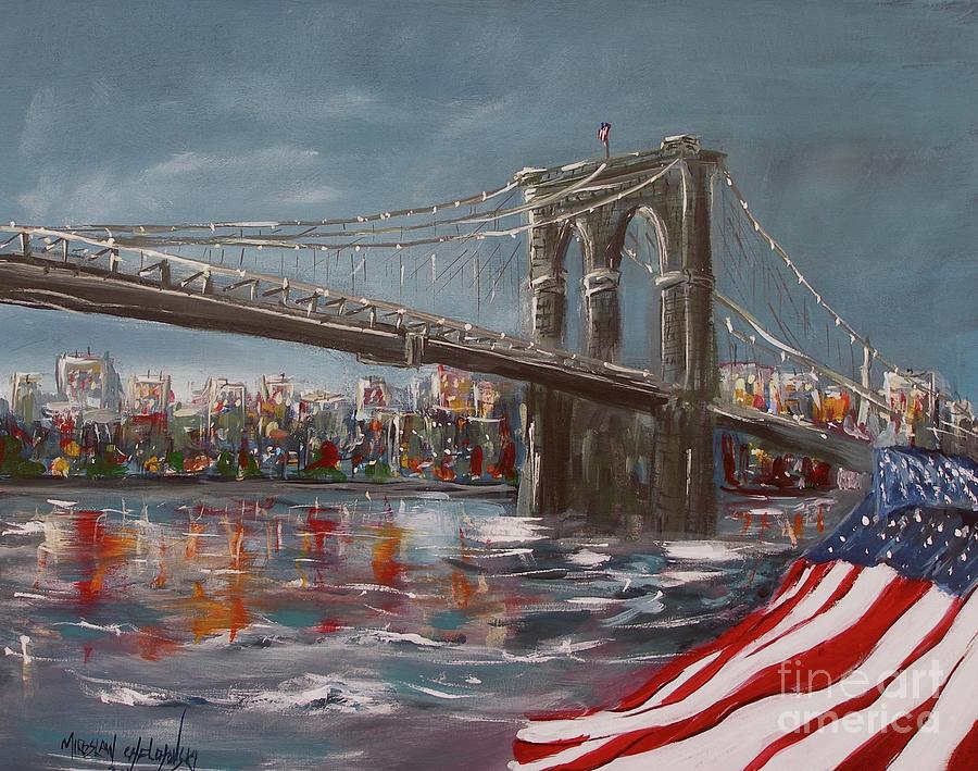 Brooklyn Bridge #1 Painting by Miroslaw  Chelchowski