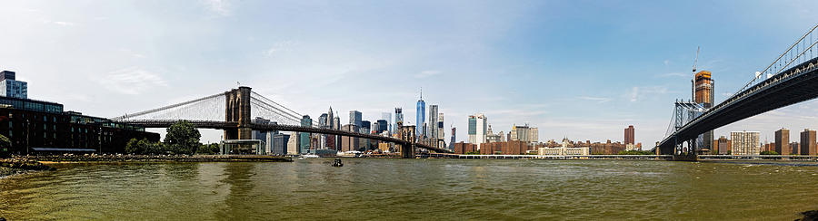 Brooklyn Bridge and Manhattan Bridge Panorama Photograph by Doolittle Photography and Art