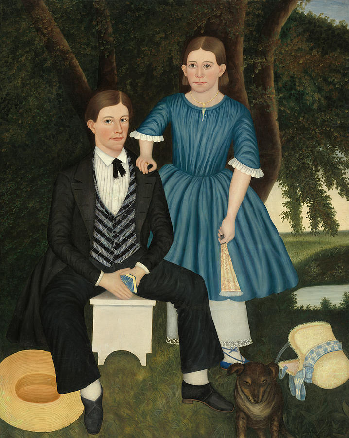 Brother And Sister #1 Painting by American 19th Century