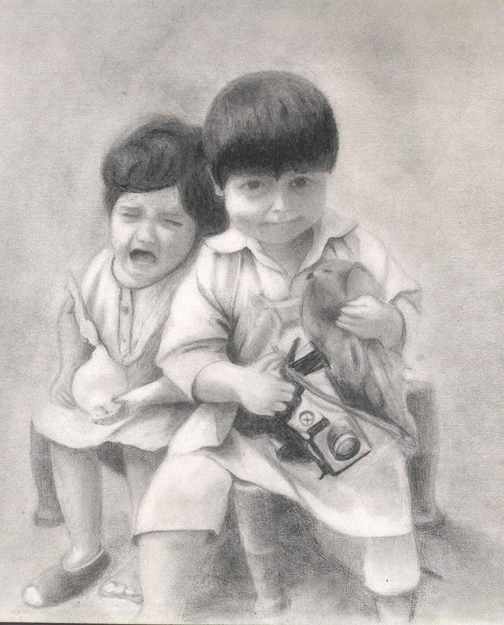 Maryam Wasilah Winartomo - Little brother and his big sister - drawing  practice