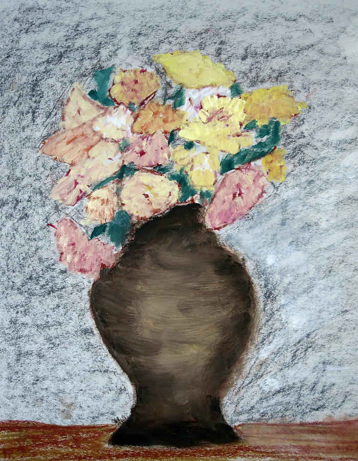 Flower Painting - Brown Urn by Patricia Cleasby