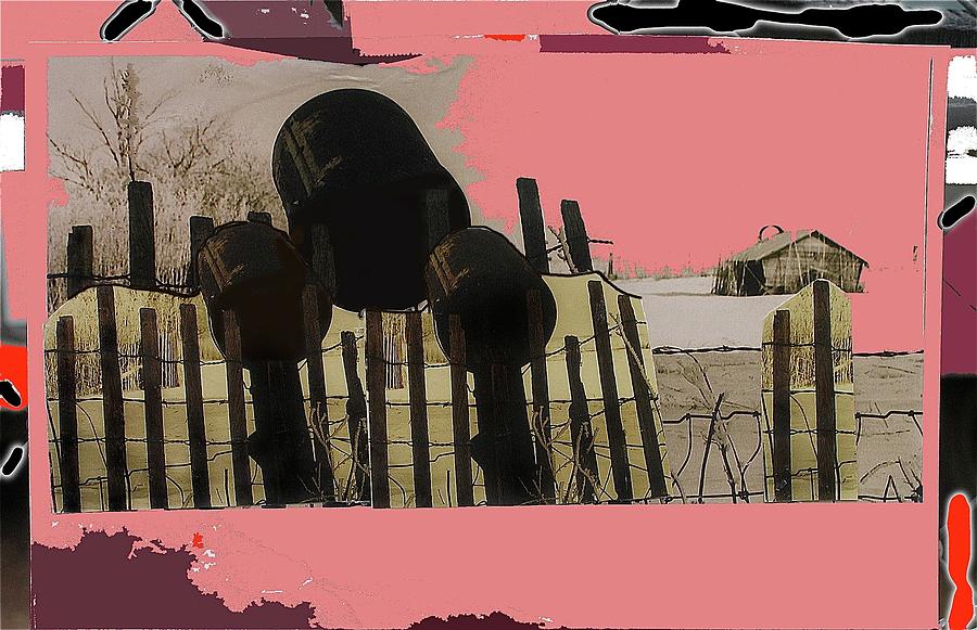 Buckets Fence Collage Near Aberdeen South Dakota 1964-2008 Color Added #1 Photograph by David Lee Guss