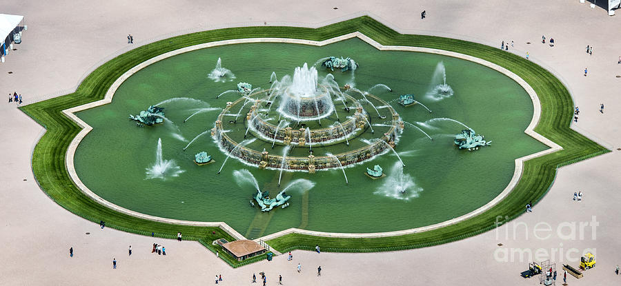 Buckingham Fountain in Grant Park in Chicago Aerial Photo #1 Photograph by David Oppenheimer