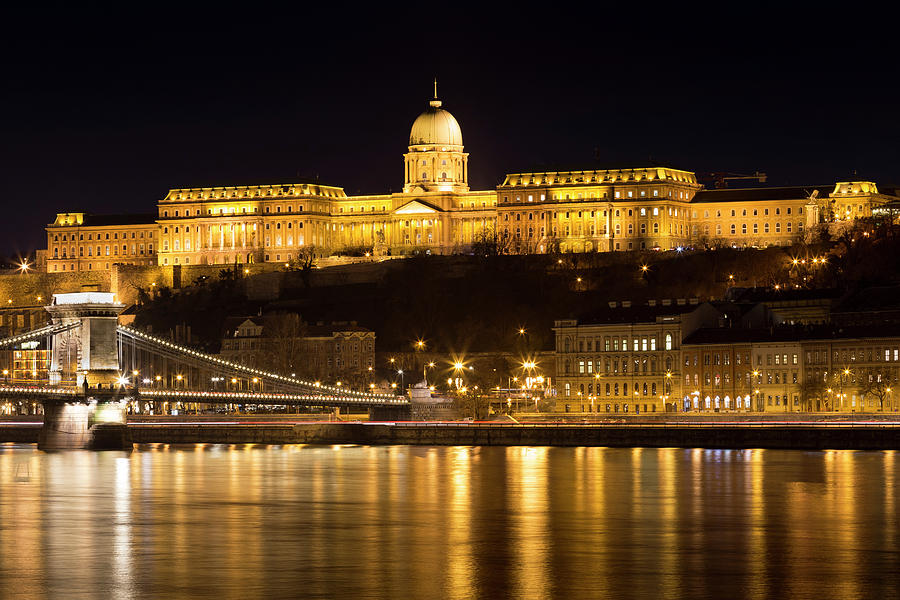 Budapest Chain Bridge and Castle #1 Photograph by David Pyatt