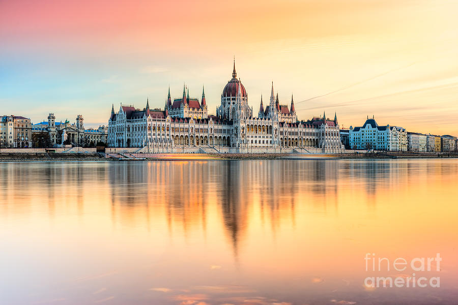 Budapest parliament at sunset - Hungary #1 Photograph by Luciano Mortula
