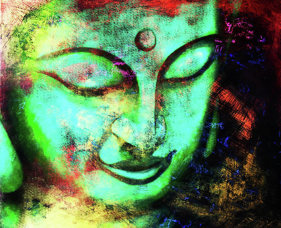 Buddha Face  #4 Painting by Stephen Humphries