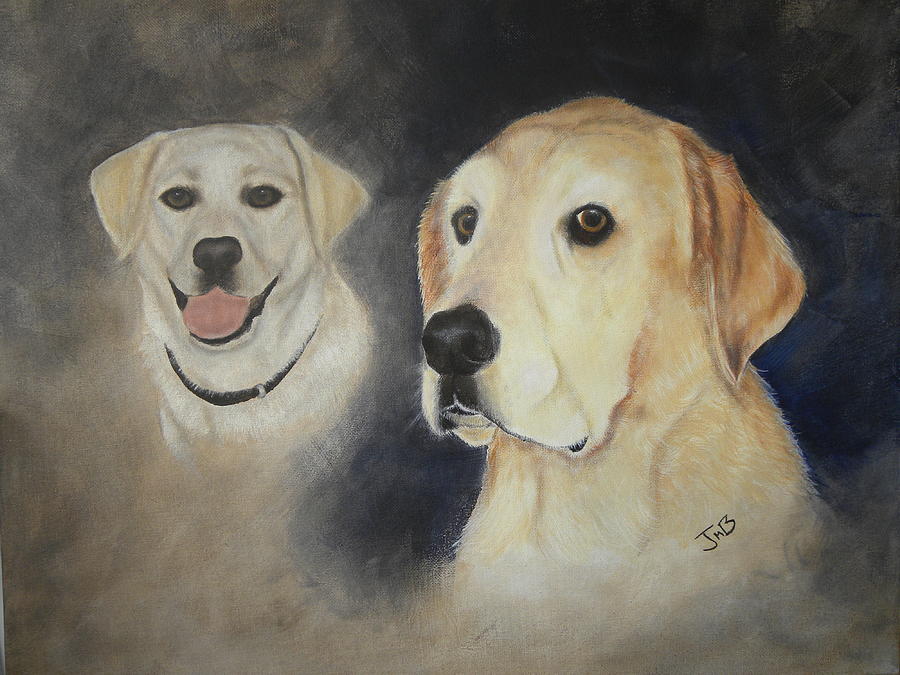 Dog Painting - Buddy and Maxie #1 by Janice M Booth