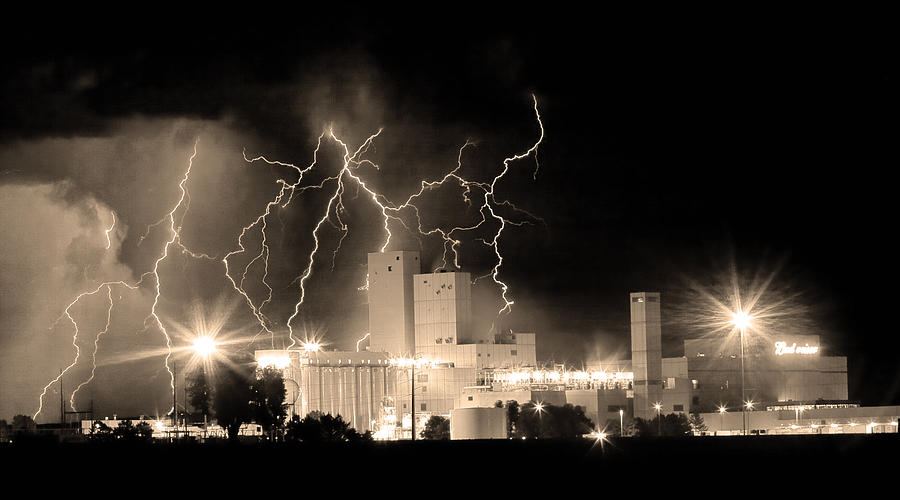 Budweiser Lightning Thunderstorm Moving Out BW Sepia Panorama #1 Photograph by James BO Insogna