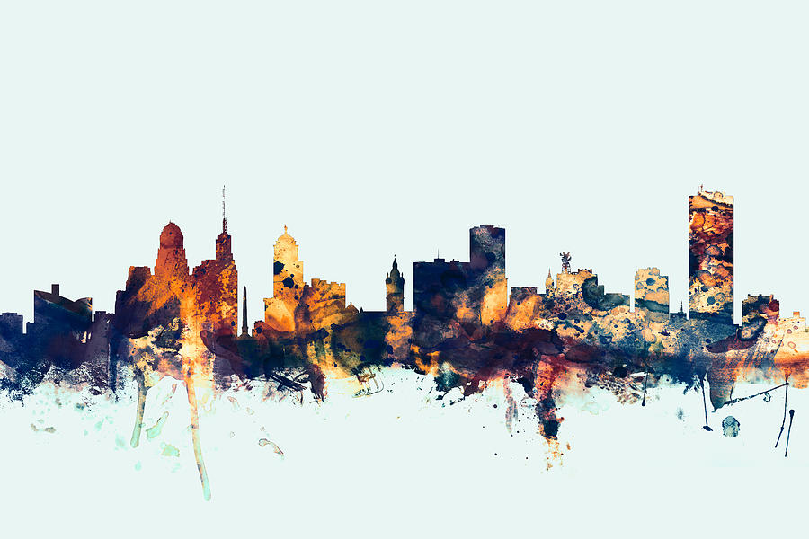 Buffalo New York Skyline #1 Digital Art by Michael Tompsett