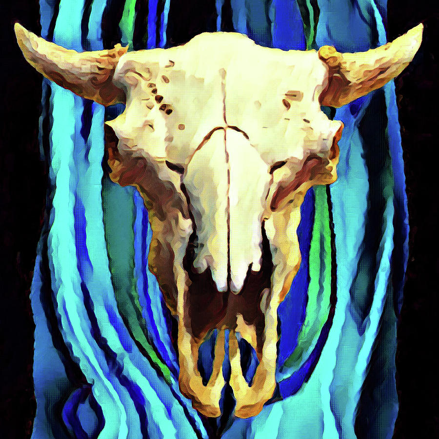 Surrealism Digital Art - Buffalo Skull #2 by Gary Grayson