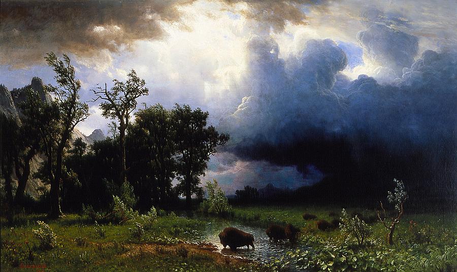 Albert Bierstadt  Painting - Buffalo Trail  The Impending Storm by Albert Bierstadt