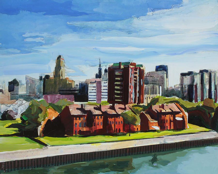 Buffalo Waterfront Painting by Chris Breier - Pixels