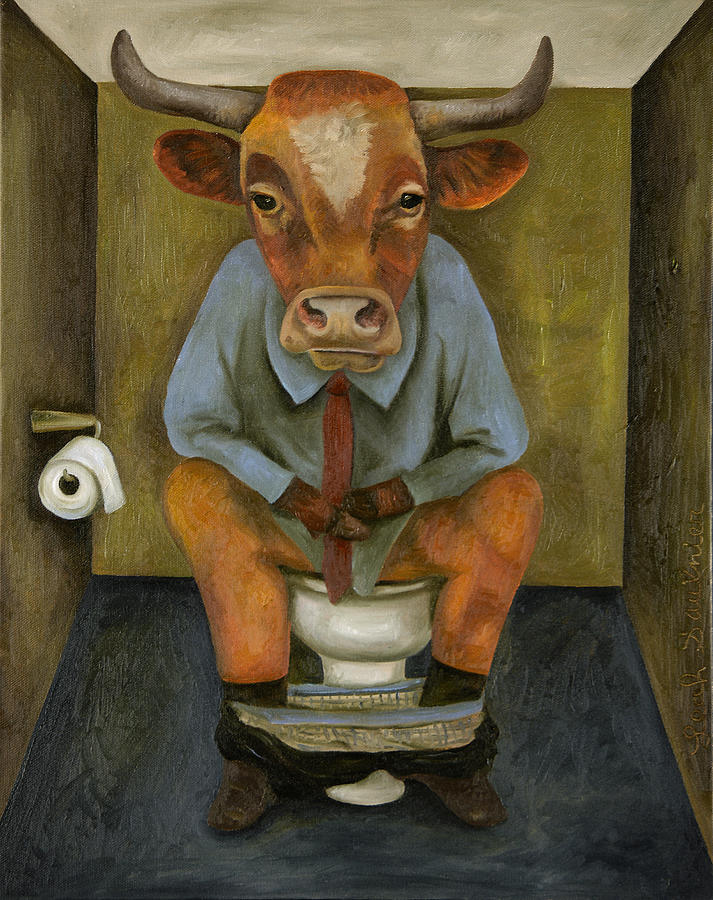 Cow Painting - Bull Shitter #1 by Leah Saulnier The Painting Maniac