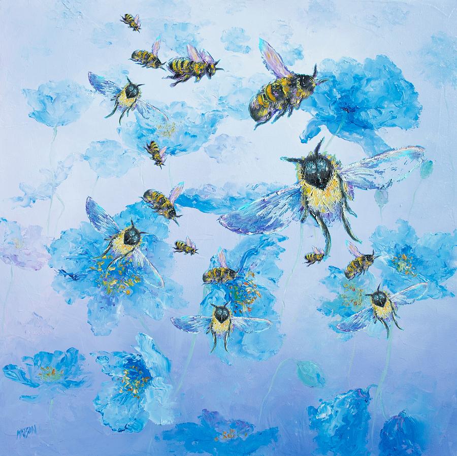 Bumble Bees #1 Painting by Jan Matson