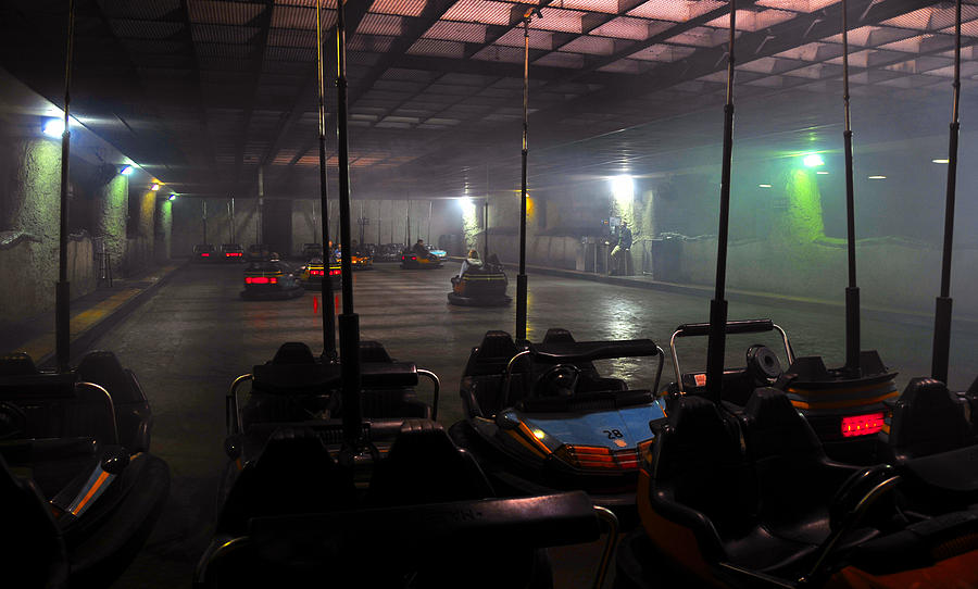 Bumper cars in fog #1 Photograph by David Lee Thompson