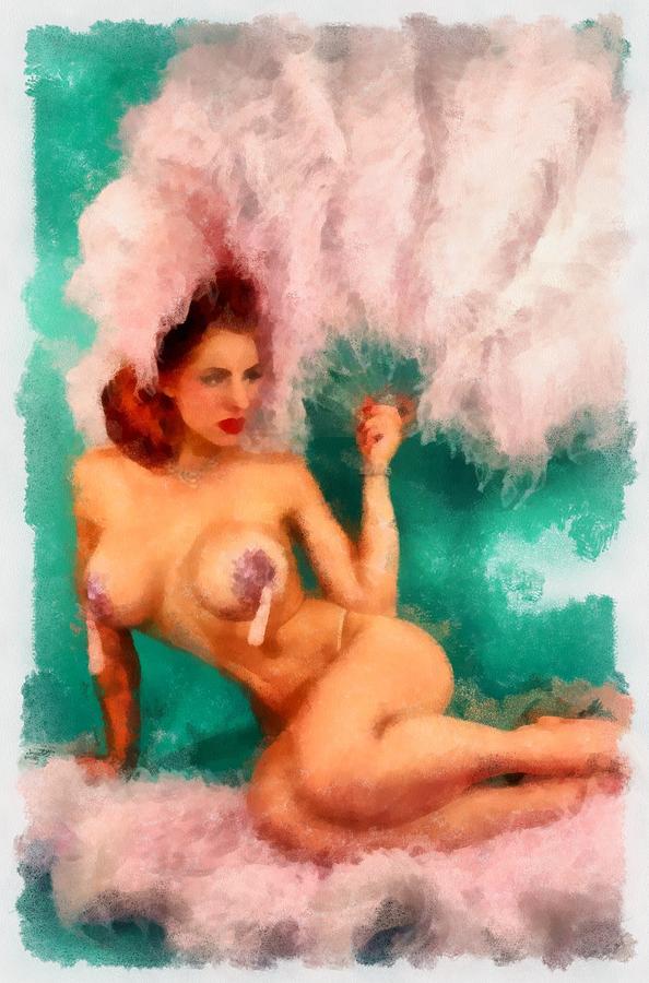 Pinup Painting - Burlesque Babe by Esoterica Art Agency Pinup Painting - Burlesque Babe by Esoterica Art Agency