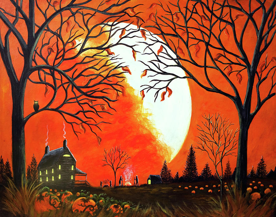 Pumpkin Painting - Burning Leaves #2 by Christine Altmann