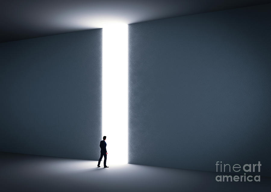 Businessman about to cross the entrance to the light. #1 Photograph by Michal Bednarek