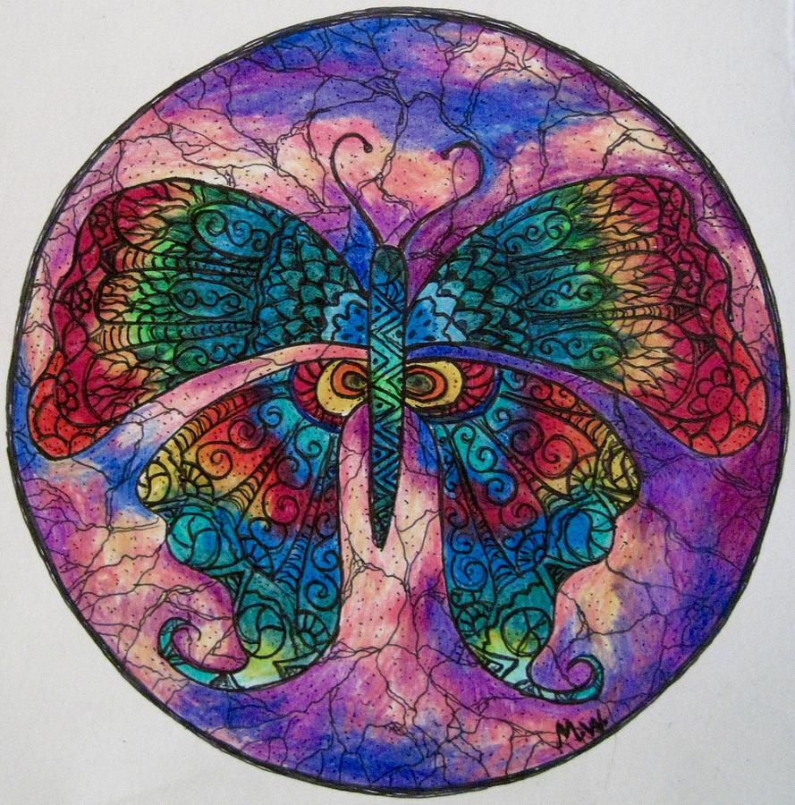 Butterfly Mandala #2 Drawing by Megan Walsh