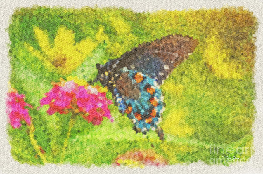 Butterfly on Lantana - Digital Paint #1 Photograph by Debbie Portwood