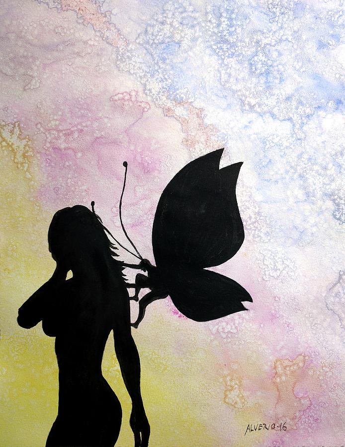 Butterfly Silhouette #1 Painting by Edwin Alverio