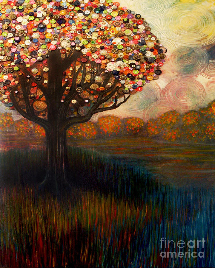 Button tree 0001 Painting by Monica Furlow