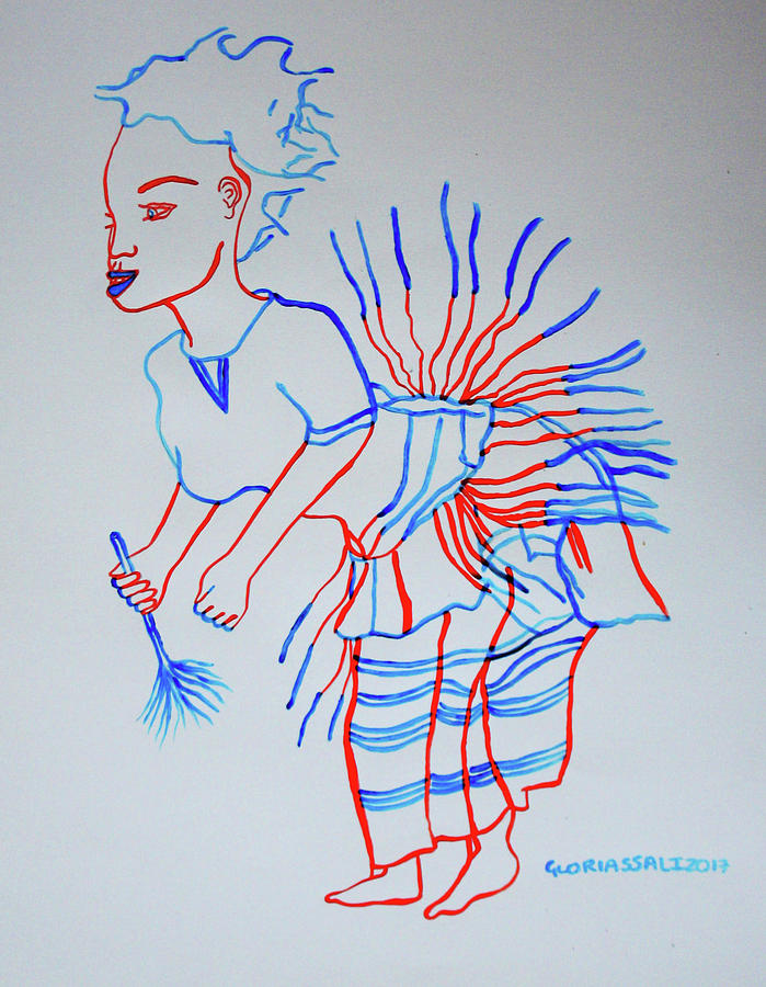 Bwamba Traditional Dance Uganda #1 Painting by Gloria Ssali
