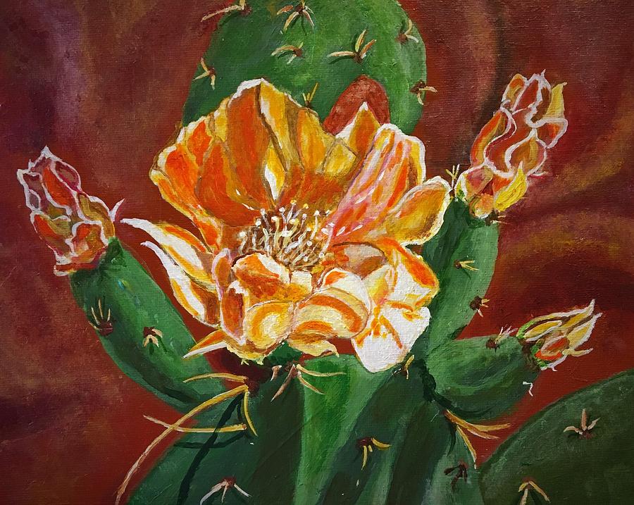 Cactus Bloom Painting by Julie Wittwer