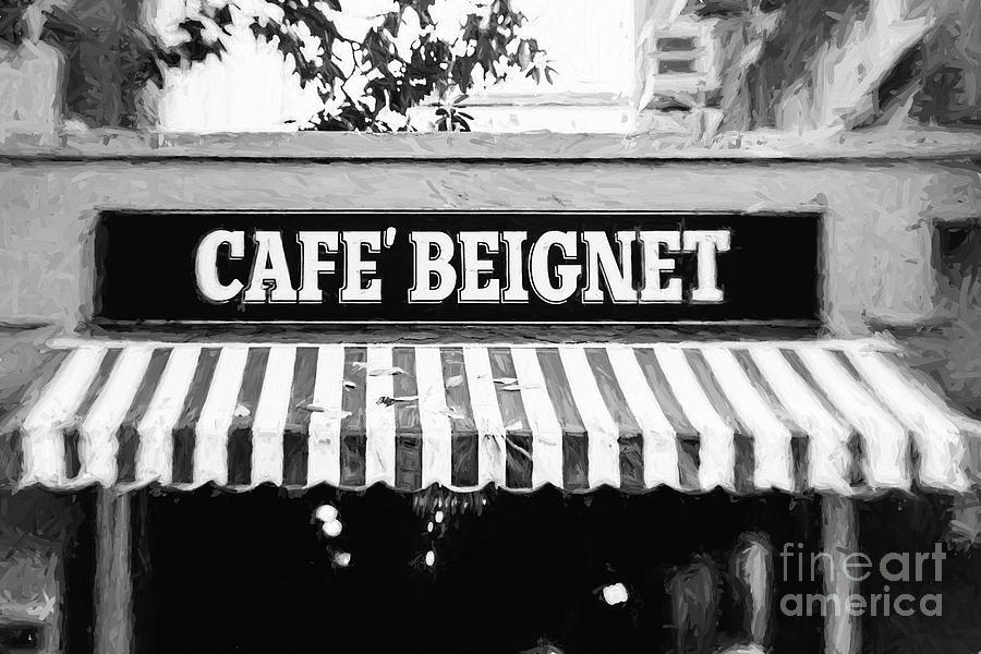 Cafe Beignet - Digital Painting BW Photograph by Scott Pellegrin