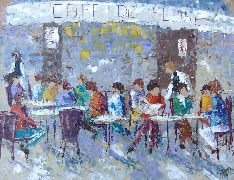 Provence Painting - Cafe de Flore Paris #1 by Frederic Payet