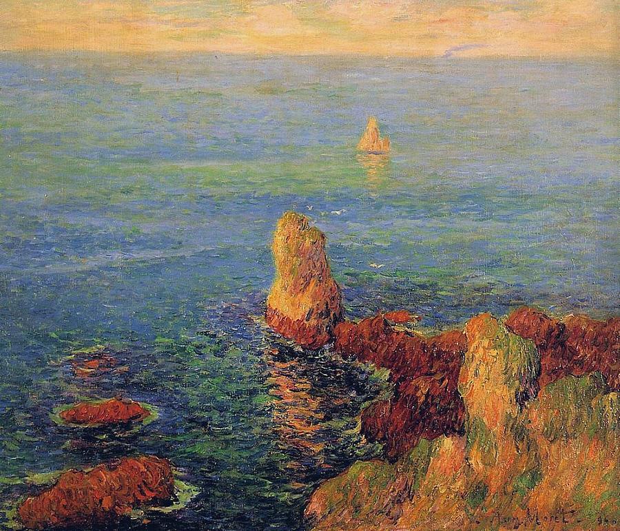 Calm Sea at Ile de Groux #1 Painting by Henri Moret