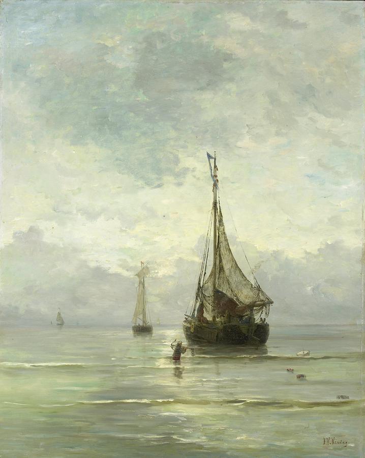 Calm sea #1 Painting by Hendrik Willem Mesdag