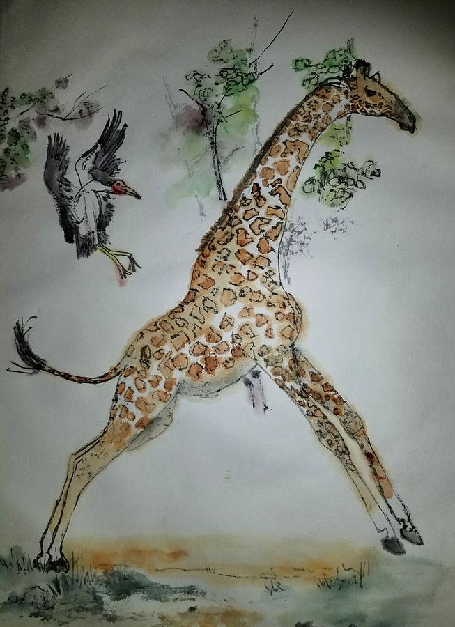Camel And Giraffe Album #1 Painting by Debbi Saccomanno Chan
