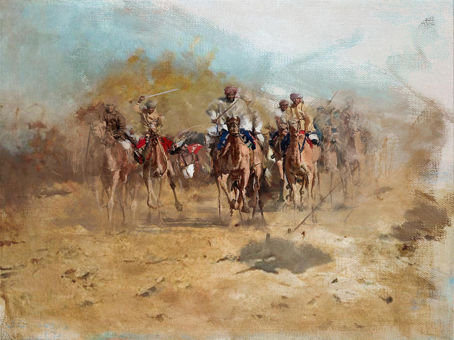 Camels and Desert 6 #1 Painting by Mahnoor Shah