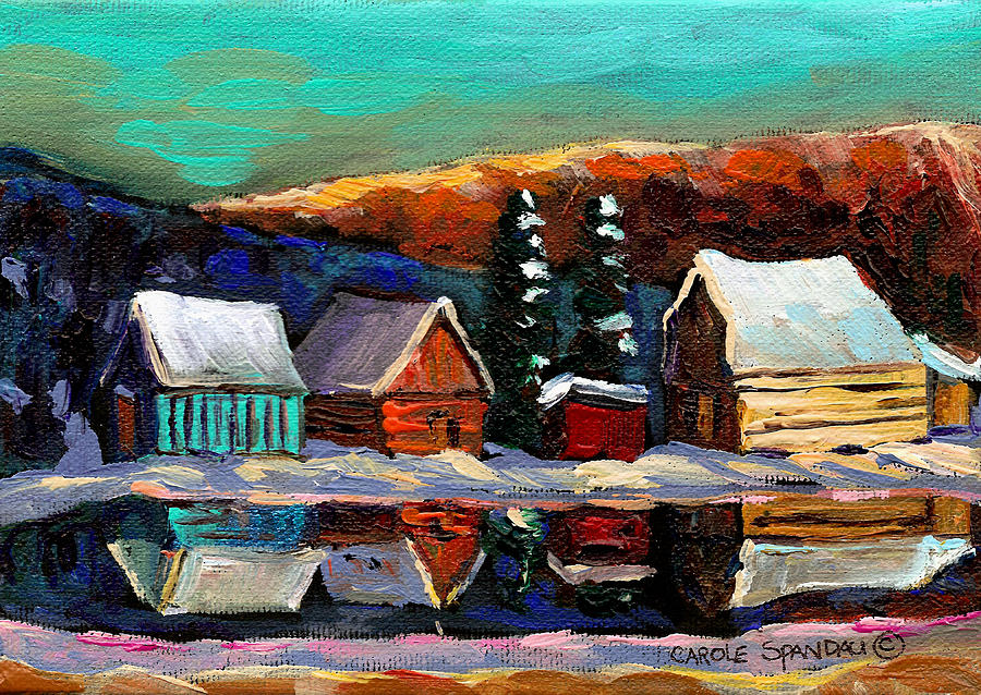 Winter Painting - Canadian Art Laurentian Landscape Quebec Winter Scene #1 by Carole Spandau