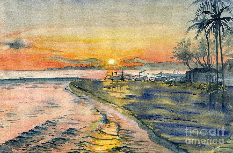 Candidasa Sunset, Bali Indonesia #1 Painting by Melly Terpening
