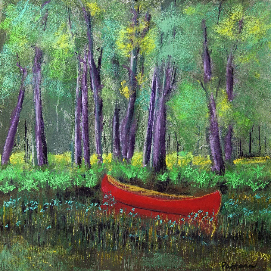Canoe Among the Reeds #2 Pastel by David Patterson
