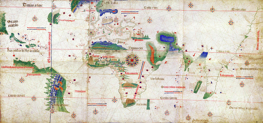Cantino World Map, 1502.  #3 Drawing by Granger