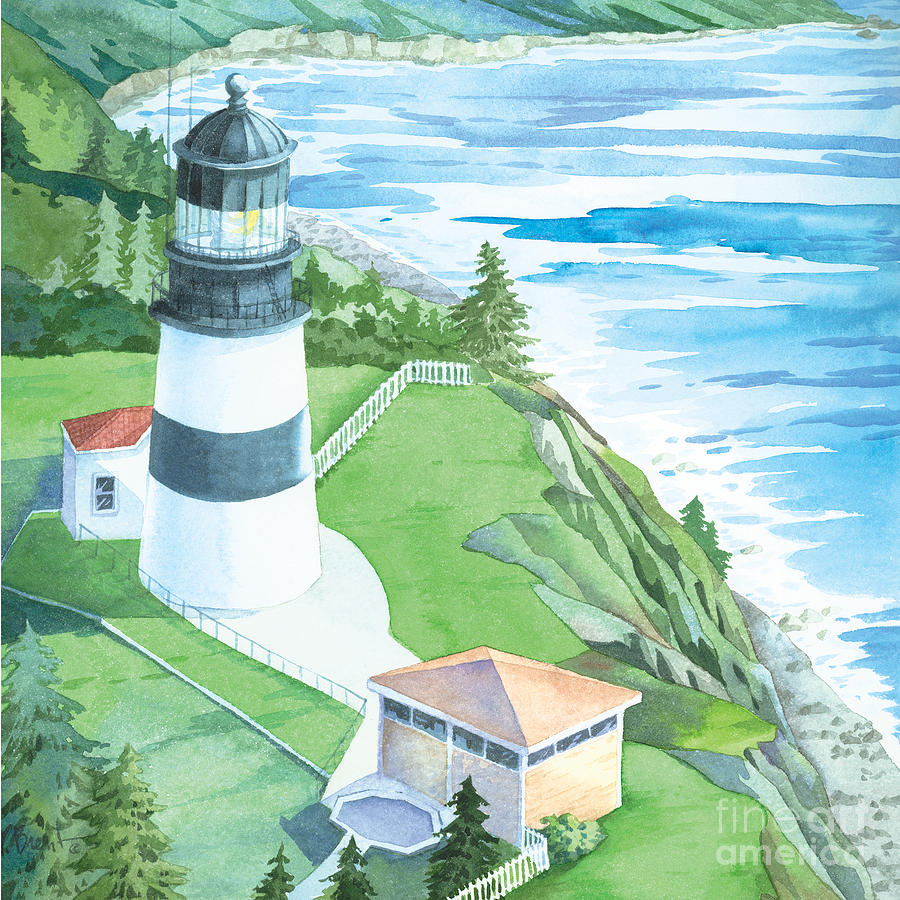 Lighthouse Painting - Cape Disappointment Lighthouse #1 by Paul Brent