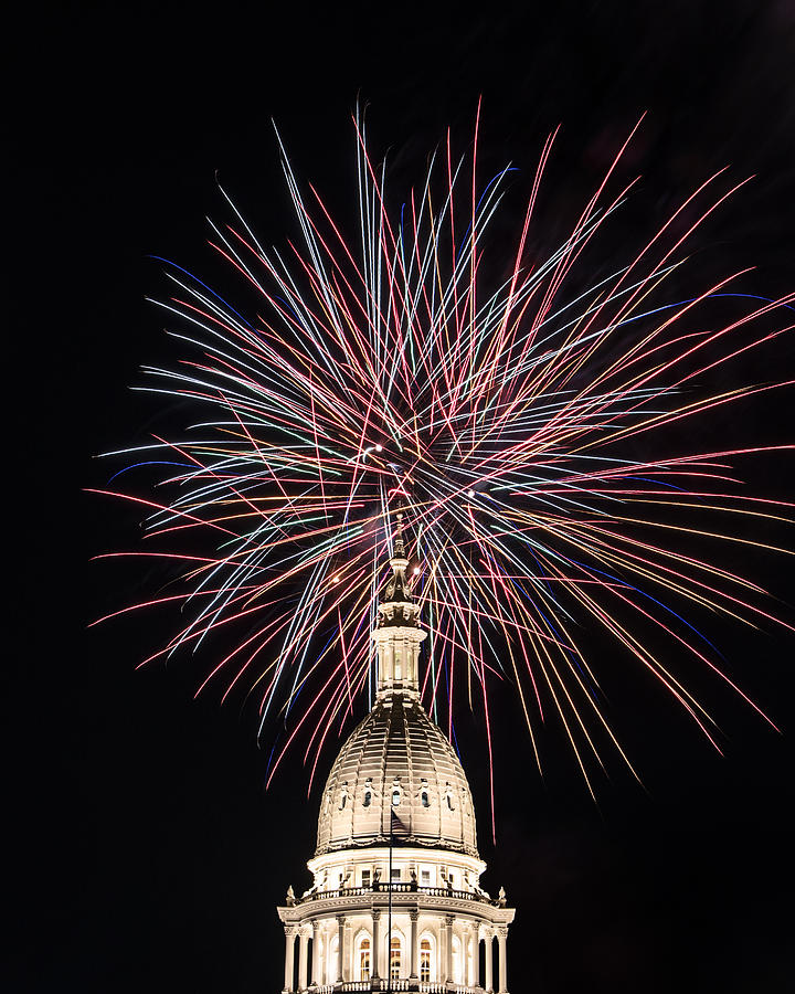 Architecture Photograph - Capital Dome Fireworks #1 by Gej Jones