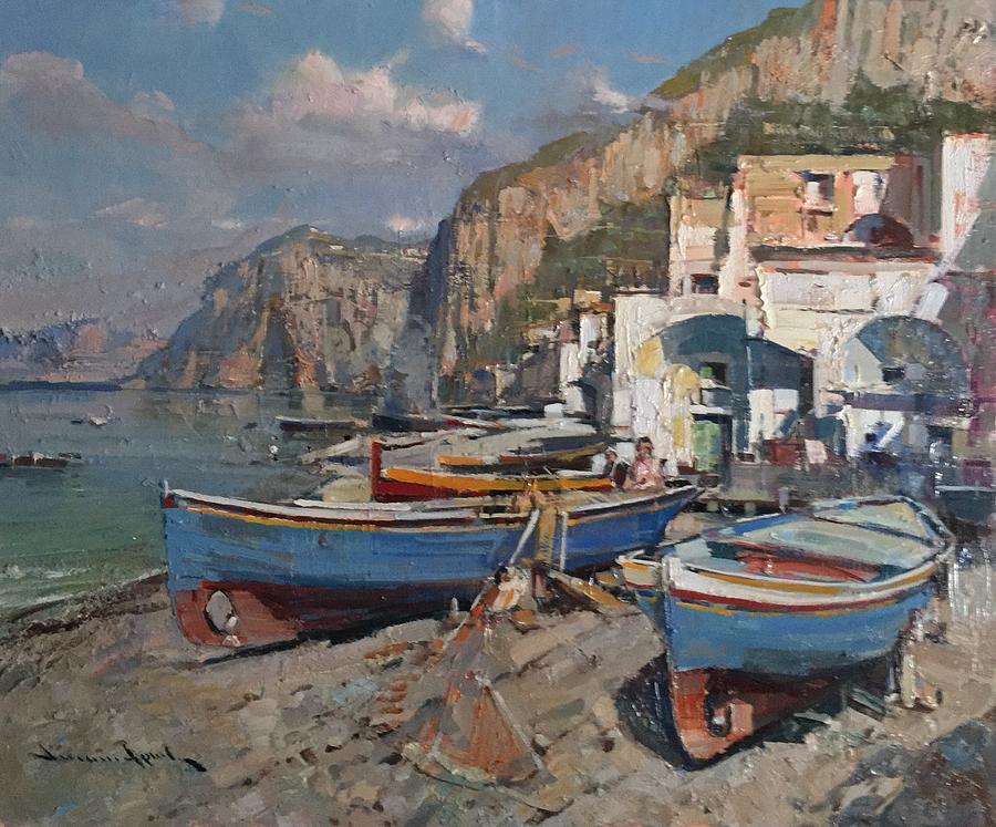 Capri - Marina Grande Painting by Vincenzo Aprile