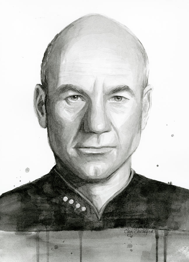 Star Trek Painting - Captain Picard by Olga Shvartsur